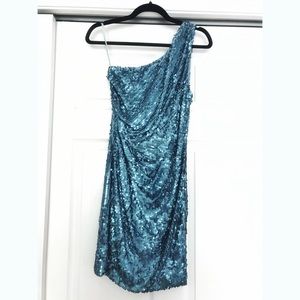 One Shoulder AquaBlue Sequin Dress